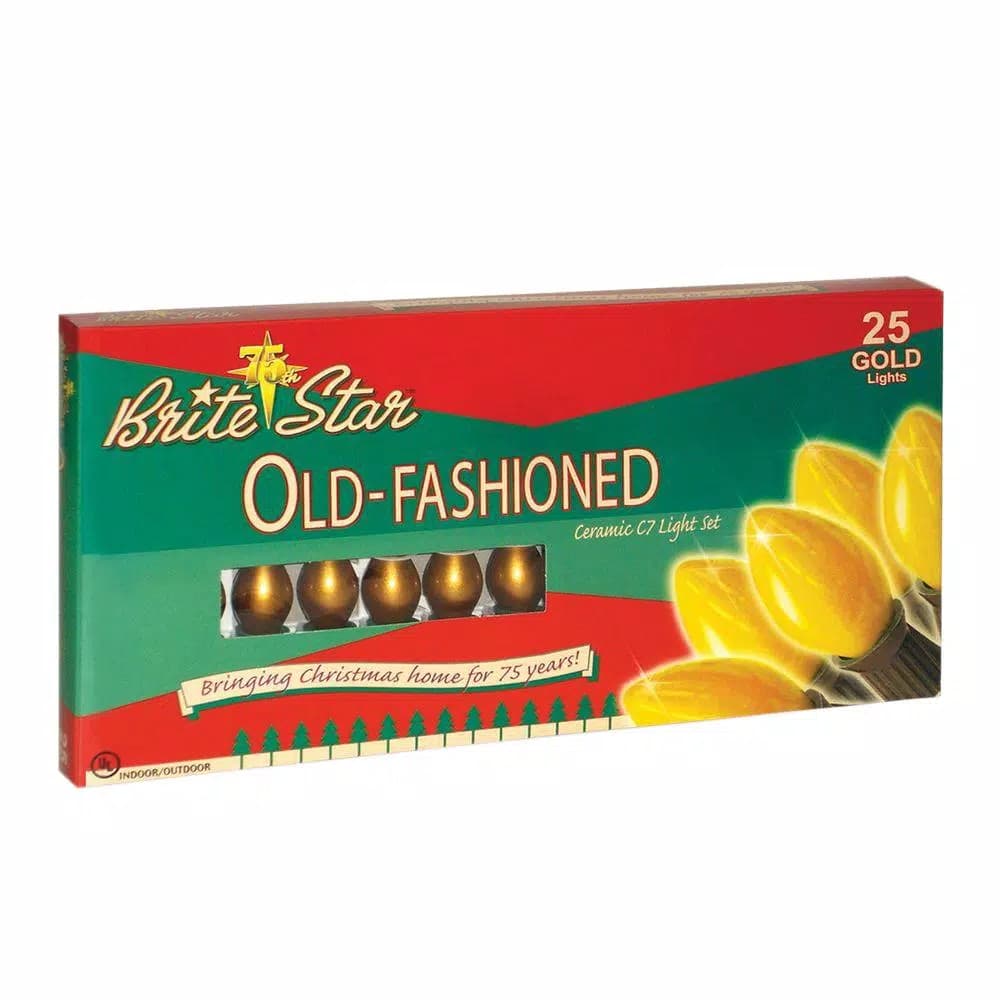 Brite Star 25-Light Gold Old Fashioned C7 Incandescent String Lights (Set of 2)