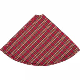 VHC Brands 48 in. Galway Barn Red Plaid Rustic Christmas Tree Skirt thumbnail 2
