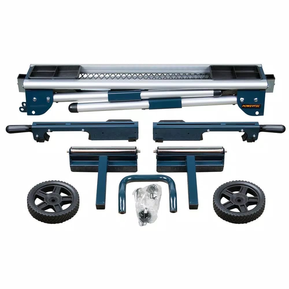 POWERTEC MT4008 Deluxe Rolling Miter Saw Stand with Tool Trays and Aluminum Construction