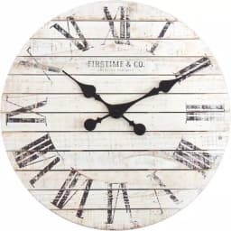 FirsTime 18 in. Shiplap White Wall Clock with Roman Numerals thumbnail 2