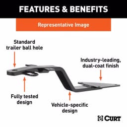 CURT Class 1 Fixed-Tongue Trailer Hitch, 1.25 in. Receiver, Square Tube, Gloss Black thumbnail 2