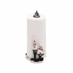 LITTON LANE Polystone Chef Figurines Paper Towel Holder with Wine Bottle Finial & Checkerboard Base thumbnail 1