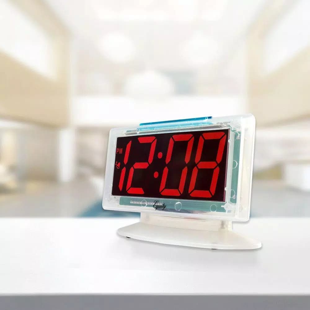 Equity by La Crosse Clear 1.8 in. Red LED Digital Alarm Table Clock with Battery Backup