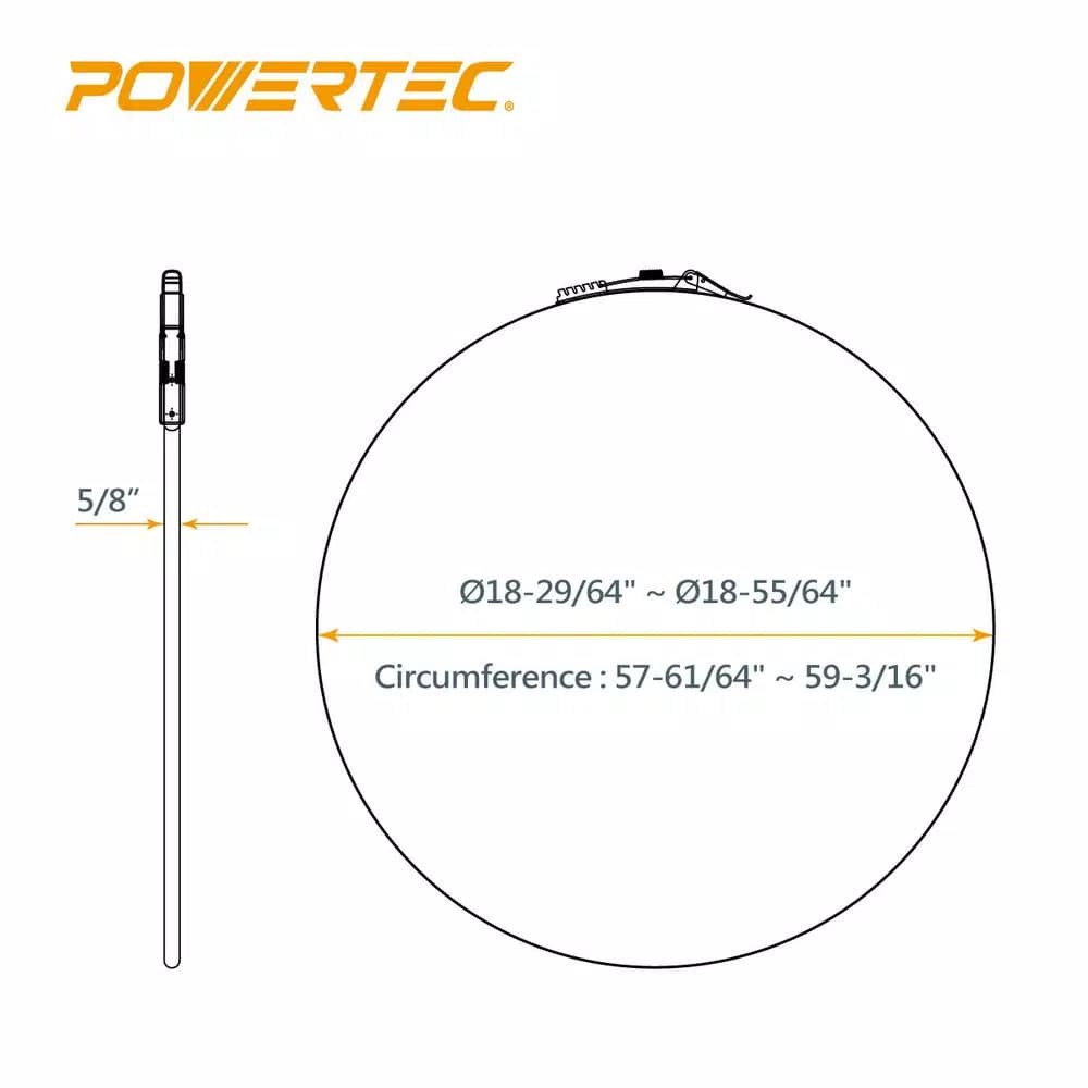 POWERTEC 19 in. Diameter Band Clamp for Dust Collector, Zinc-Plated Steel