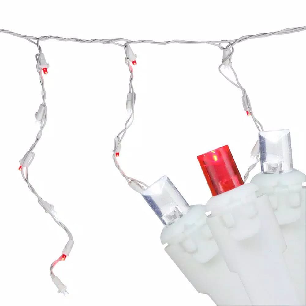 Northlight 6.75 ft. 100-Light Red and Pure White LED Wide Angle Icicle Lights, Indoor/Outdoor