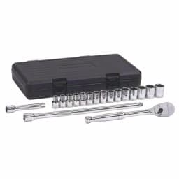 GEARWRENCH 1/2 in. Drive 18-Piece Metric Ratchet and Socket Set, Chrome Vanadium Steel thumbnail 1