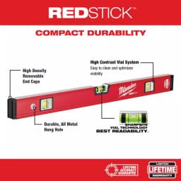 Milwaukee REDSTICK Compact Box Level Set, 24 in. and 48 in. thumbnail 3