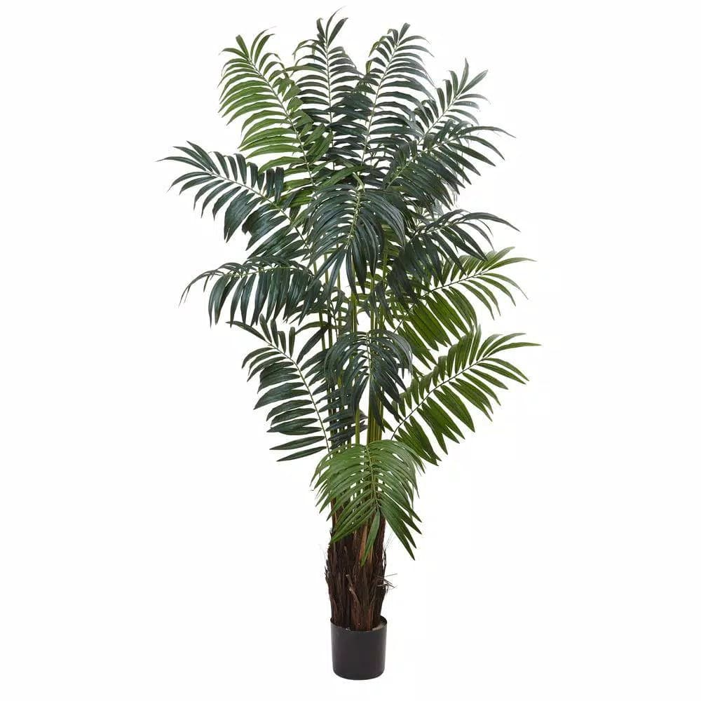 Nearly Natural 7.5 ft. Artificial Bulb Areca Palm Tree with Black Pot