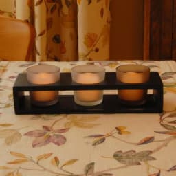 LUMABASE Trio Candle Tray with 3 Frosted Earth Tone Glass Votives - Black Wood thumbnail 5