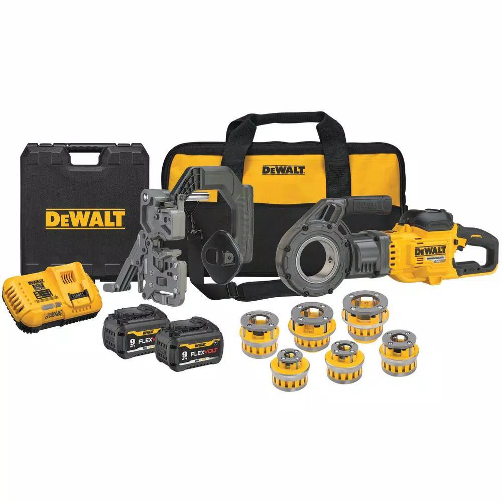 DEWALT FLEXVOLT 60V MAX Cordless 1/2 in. - 2 in. Pipe Threader Kit with (2) 9.0 Ah Batteries & Die Heads