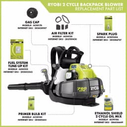 RYOBI 38cc Gas Backpack Leaf Blower, 760 CFM, 175 MPH, 2-Cycle thumbnail 2