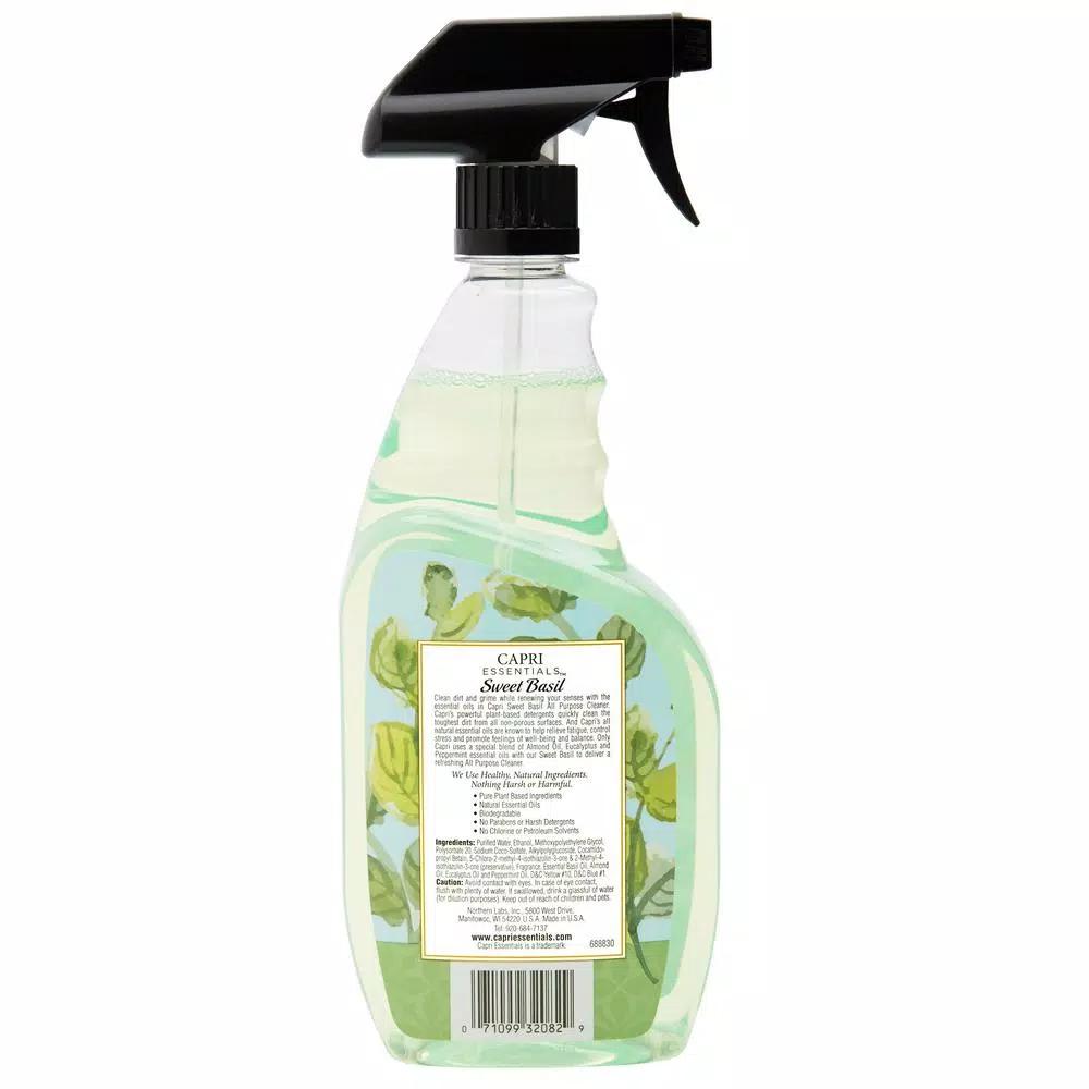Capri Essentials Sweet Basil All-Purpose Cleaner, Plant-Based & Essential Oil Infused, 23 oz