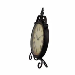 LITTON LANE 17 in. x 11 in. Round Wrought Iron Table Clock with Tarnished Bronze Finish thumbnail 2