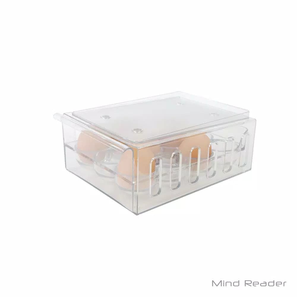 Mind Reader Clear Stackable 1-Dozen Egg Container Storage Drawer, Reusable BPA-Free Plastic