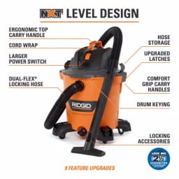 RIDGID 12 Gal. NXT 5.0 Peak HP Wet/Dry Shop Vacuum with 2.5 in. Locking Accessories thumbnail 3