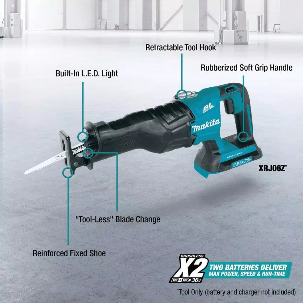 Makita 18V X2 LXT Brushless 7-1/4 in. Circular Saw Combo Kit with Bonus Reciprocating Saw & 2 5.0 Ah Batteries