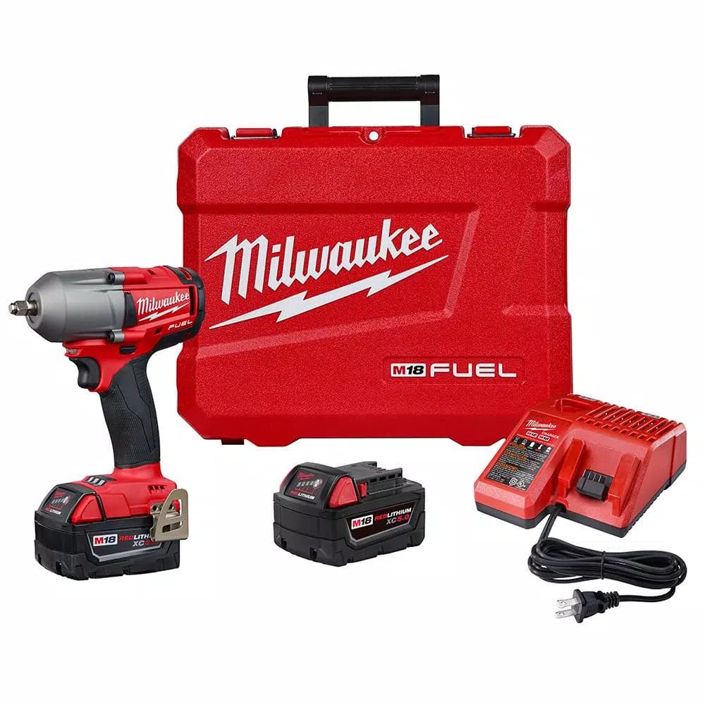 Milwaukee M18 FUEL 3/8 in. Mid-Torque Brushless Cordless Impact Wrench Kit with (2) 5.0 Ah Batteries & Charger