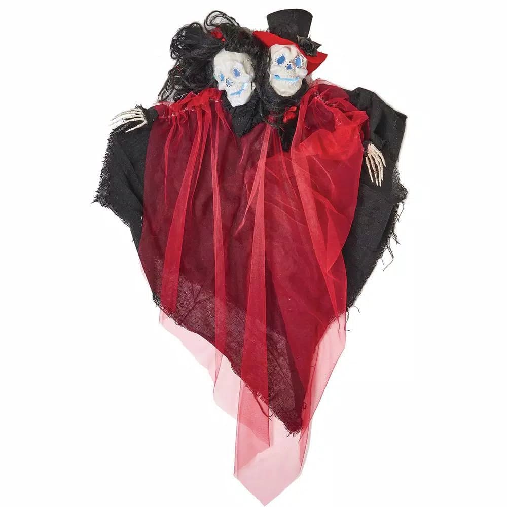 Unbranded 36 in. Light Up Double Headed Ghoul Couple Halloween Hanging Decor