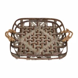 Glitzhome Farmhouse Galvanized Metal Woven Tobacco Basket Tray Set, Set of 2 thumbnail 3