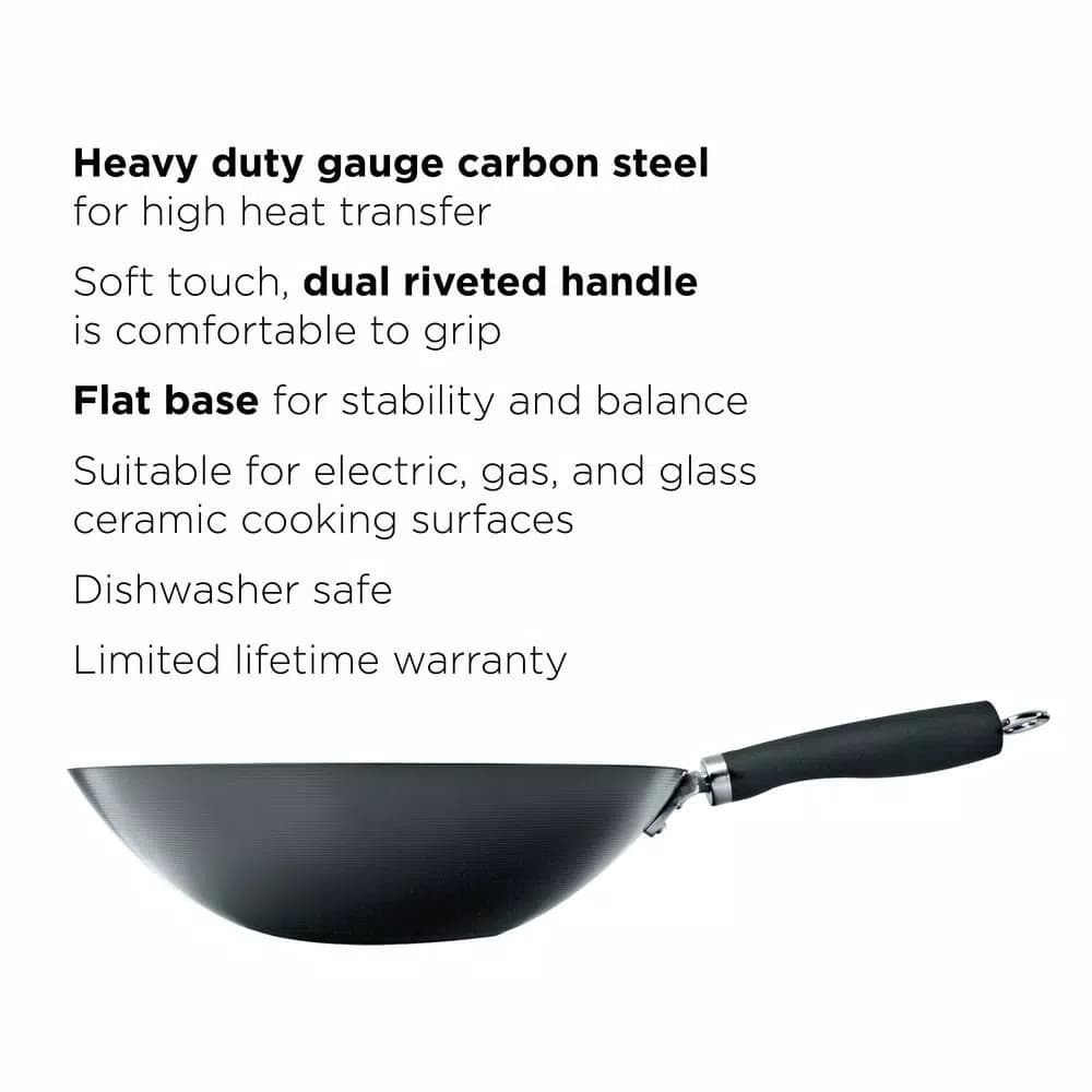 Ecolution Hong Kong Chopstick House 12-inch Aluminum Nonstick Wok with Helper Handle