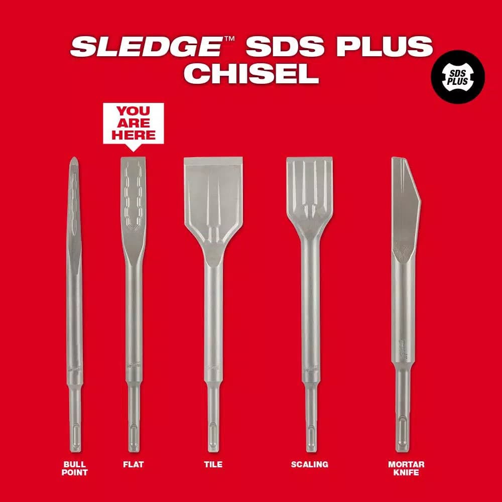 Milwaukee SDS-Plus SLEDGE 3/4 in. x 10 in. Flat Chisel, High-Grade Forged Steel