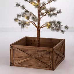 Glitzhome 22.09 in. Natural Wooden Tree Collar - Rustic Farmhouse Christmas Tree Box thumbnail 7