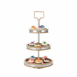 Mind Reader Products 3-Tier Silver Cake Stand with Handle, Galvanized Steel Dessert Display thumbnail 6