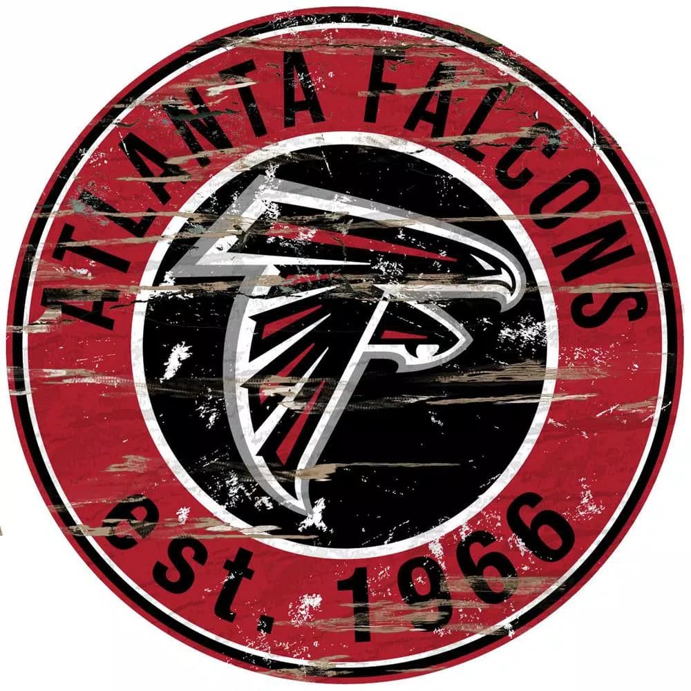Adventure Furniture Fan Creations 24" NFL Atlanta Falcons Round Distressed Wood Sign