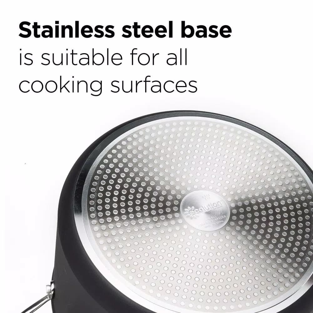 Ecolution Symphony 8 qt. Aluminum Nonstick Stock Pot with Glass Lid, Slate