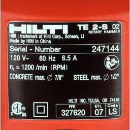 Hilti TE 2-S 120-Volt SDS-Plus Hammer Drill Kit with Premium Bits and Case thumbnail 8
