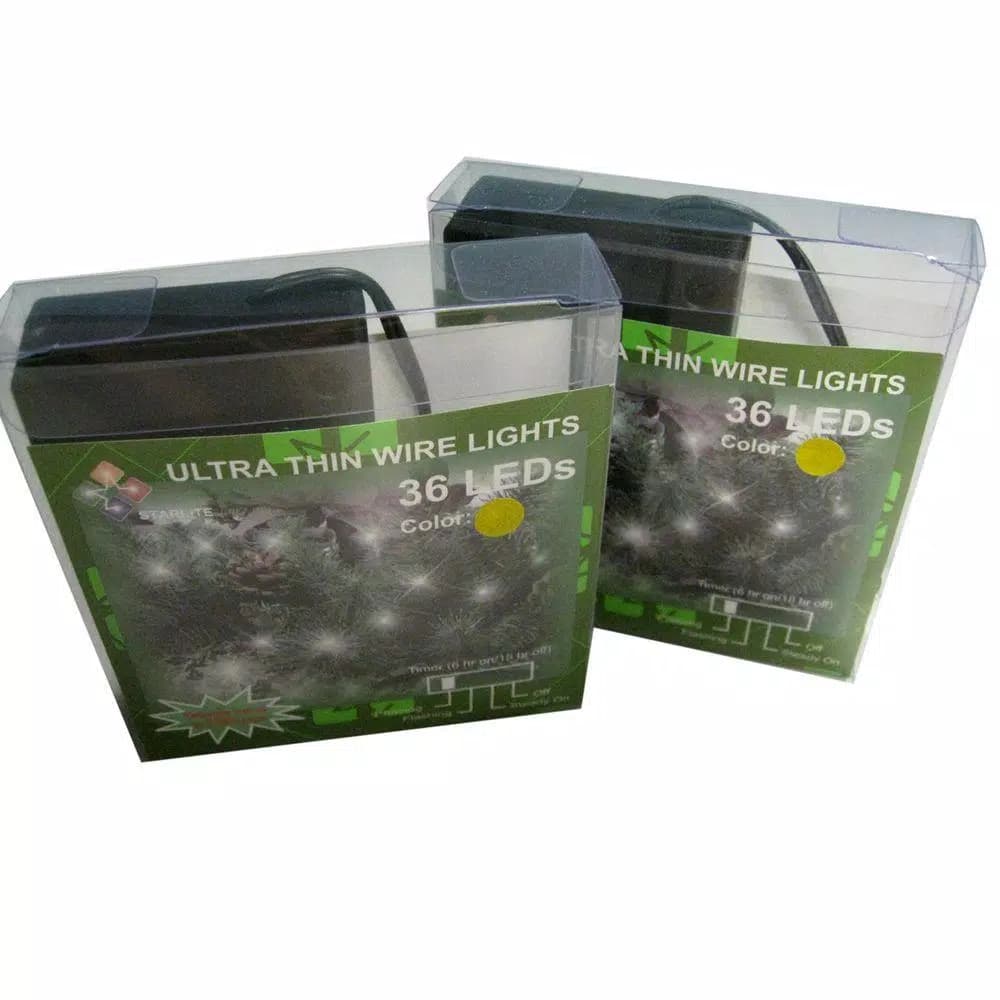 Starlite Creations 9 ft. 36-Light Battery Operated LED Ultra Slim Wire String Lights, Gold (Bundle of 2)