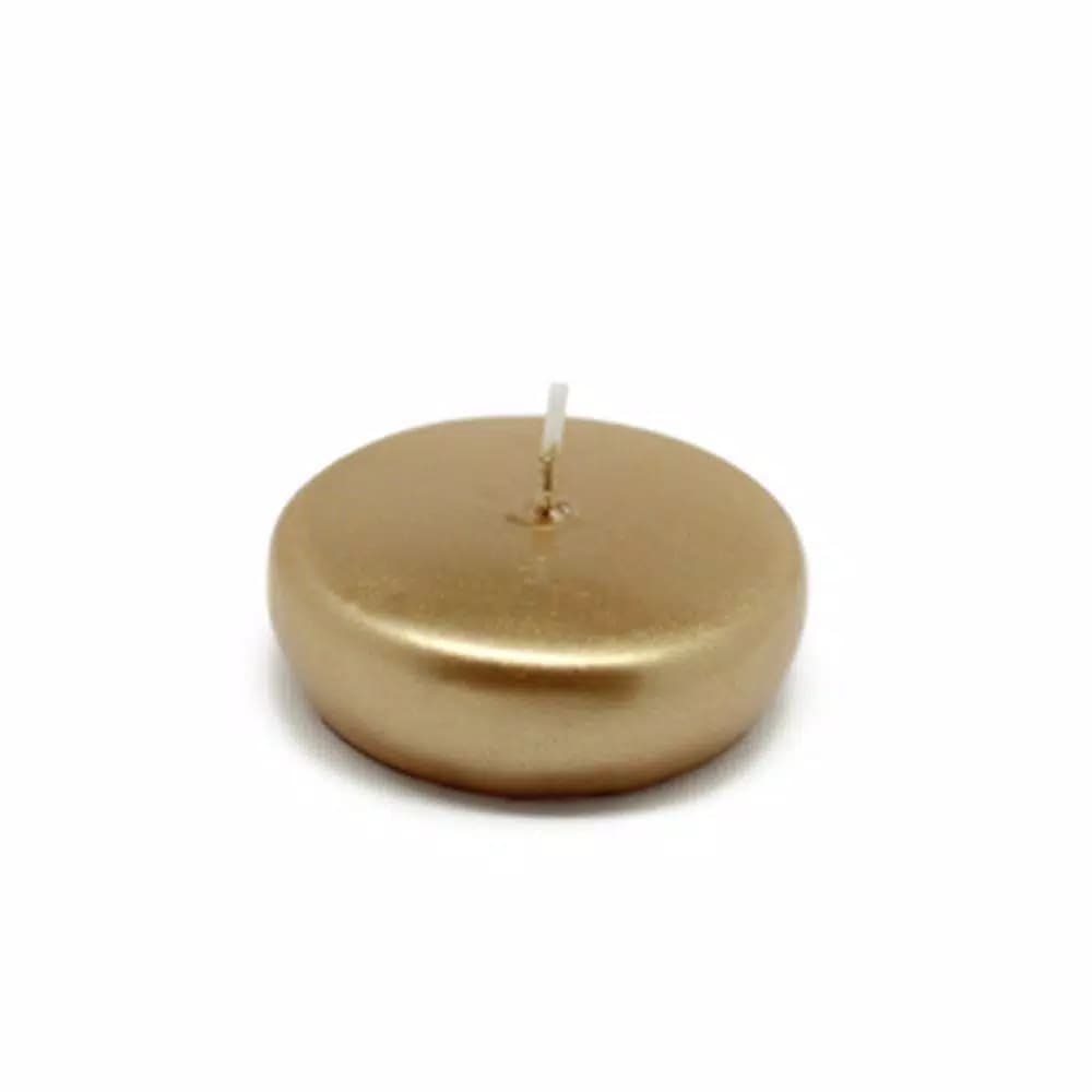 Zest Candle Metallic Gold Floating Candles, 2.25 in. Diameter (24-Pack)