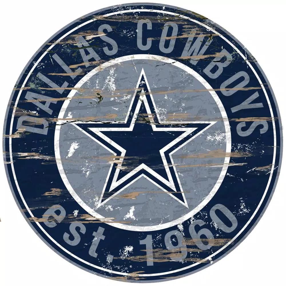 Adventure Furniture Fan Creations 24" NFL Dallas Cowboys Round Distressed Wood Sign