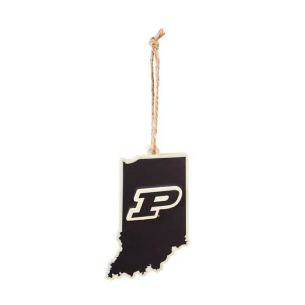 Team Sports America Purdue University NCAA Team State Shaped Wooden Christmas Ornament