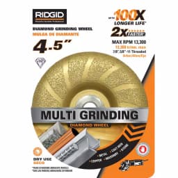 RIDGID V-Tech 4.5 in. Multipurpose Diamond Grinding Wheel thumbnail 2