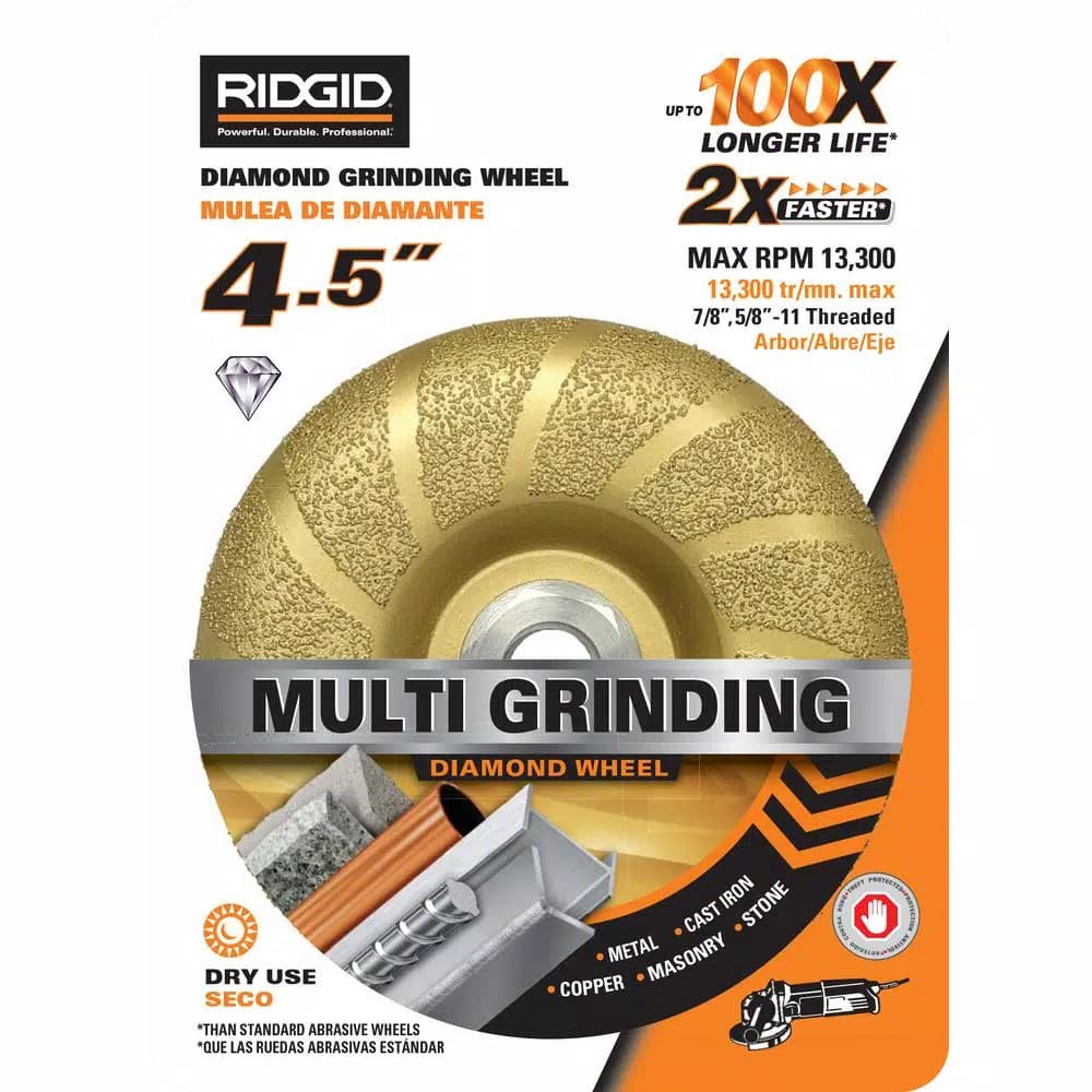 RIDGID V-Tech 4.5 in. Multipurpose Diamond Grinding Wheel