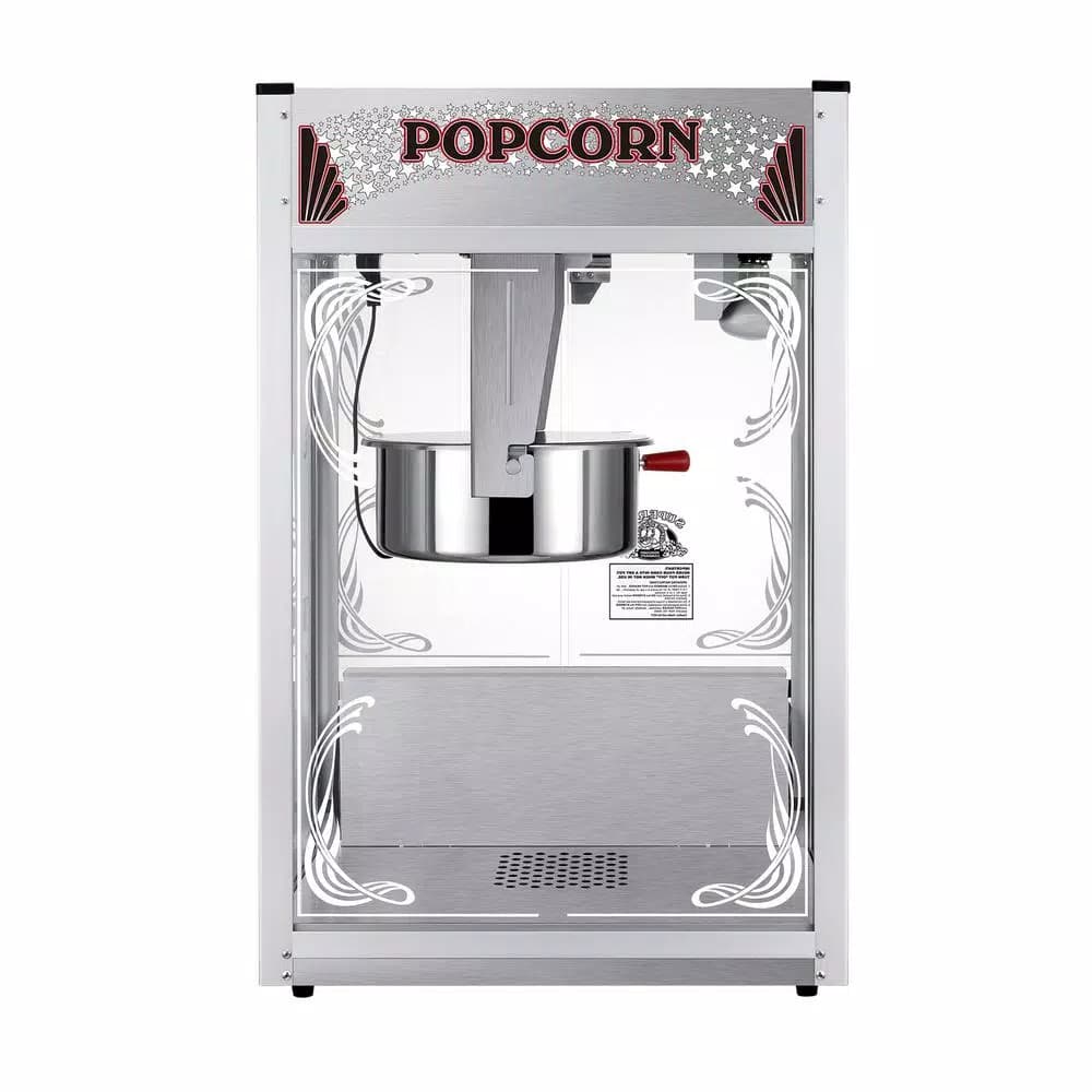 Unbranded Superior Popcorn Company 20 oz. Stainless Steel Tabletop Popcorn Maker Machine - Theater Style Popper Set