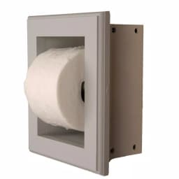 Unbranded Newton Recessed Toilet Paper Holder in Niche Frame, Primed Gray, Solid Pine Wood thumbnail 1