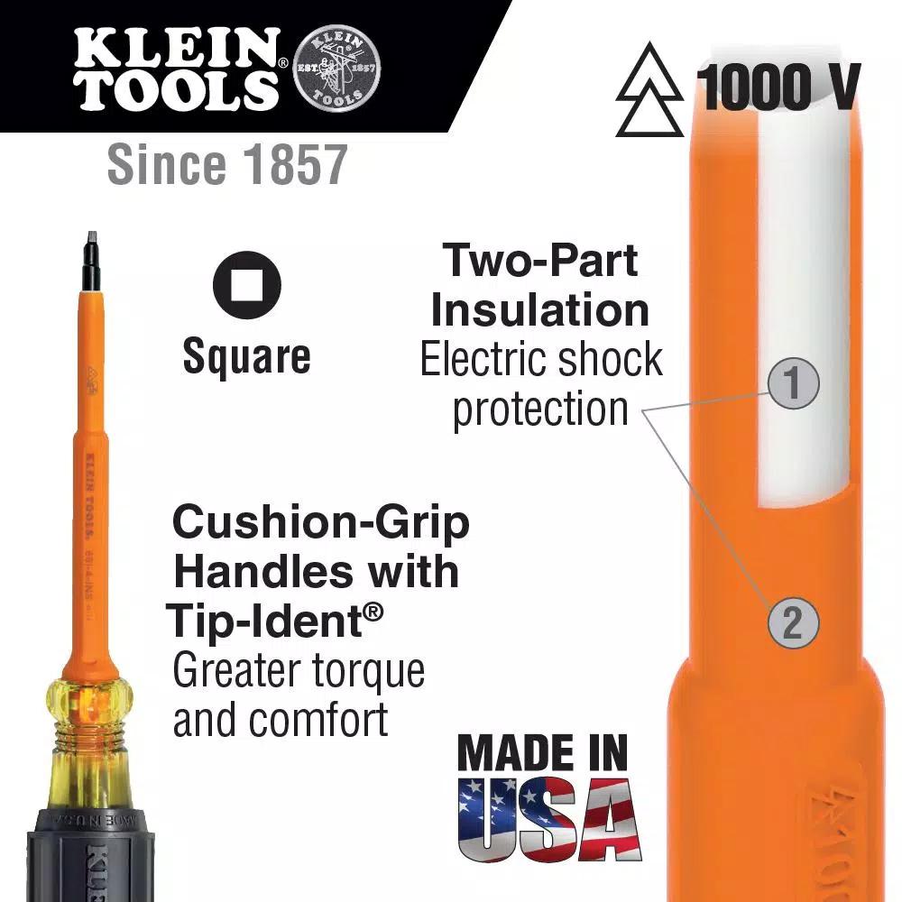Klein Tools #2 11-5/16 in. Insulated Square Screwdriver, 1000V Rated