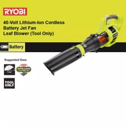 RYOBI 40V MAX Cordless Jet Fan Leaf Blower, 480 CFM, 110 MPH (Tool Only) thumbnail 12