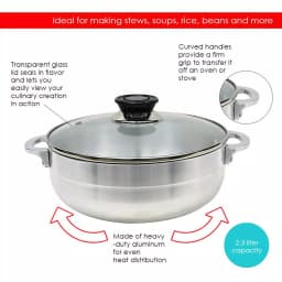 Home Basics Heavy Duty Aluminum Caldero with Glass Lid, 2.43 Qt. thumbnail 3