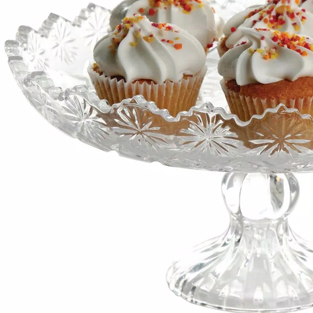 Gibson Home Jewelite 11.5 in. Clear Glass Footed Cake Stand