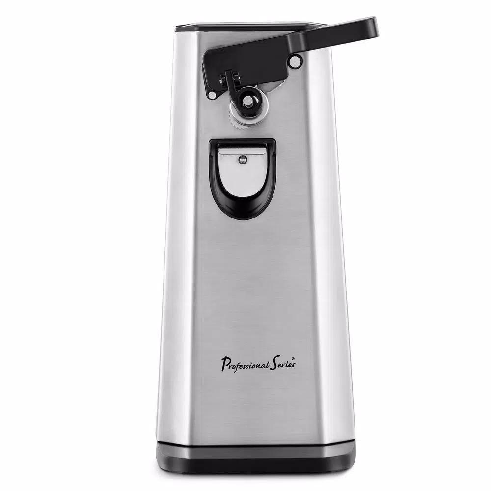 Professional Series Electric Can Opener with Bottle Opener and Knife Sharpener, Brushed Stainless Steel