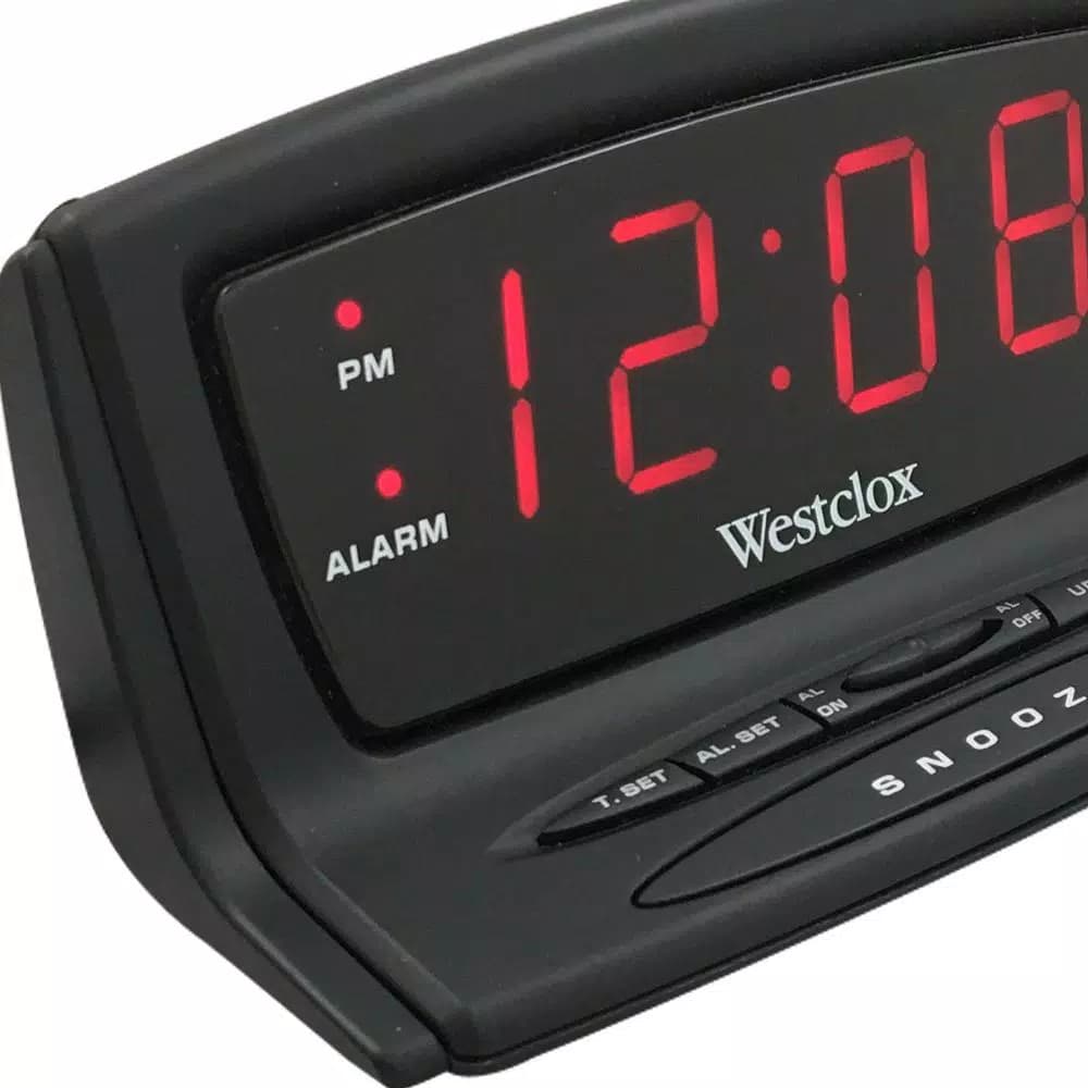 Westclox Instant-Set Digital LED Alarm Clock with Battery Backup, Black