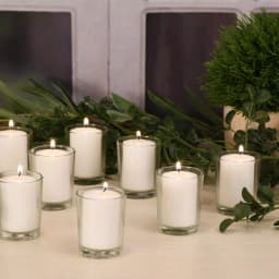 LUMABASE White Unscented Paraffin Votive Candles with Clear Glass Holders, 12-Count, 15-Hour Burn Time thumbnail 3