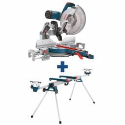 Bosch 12 in. 15 Amp Dual-Bevel Sliding Glide Miter Saw with 60 Tooth Blade and Portable Folding Stand thumbnail 1