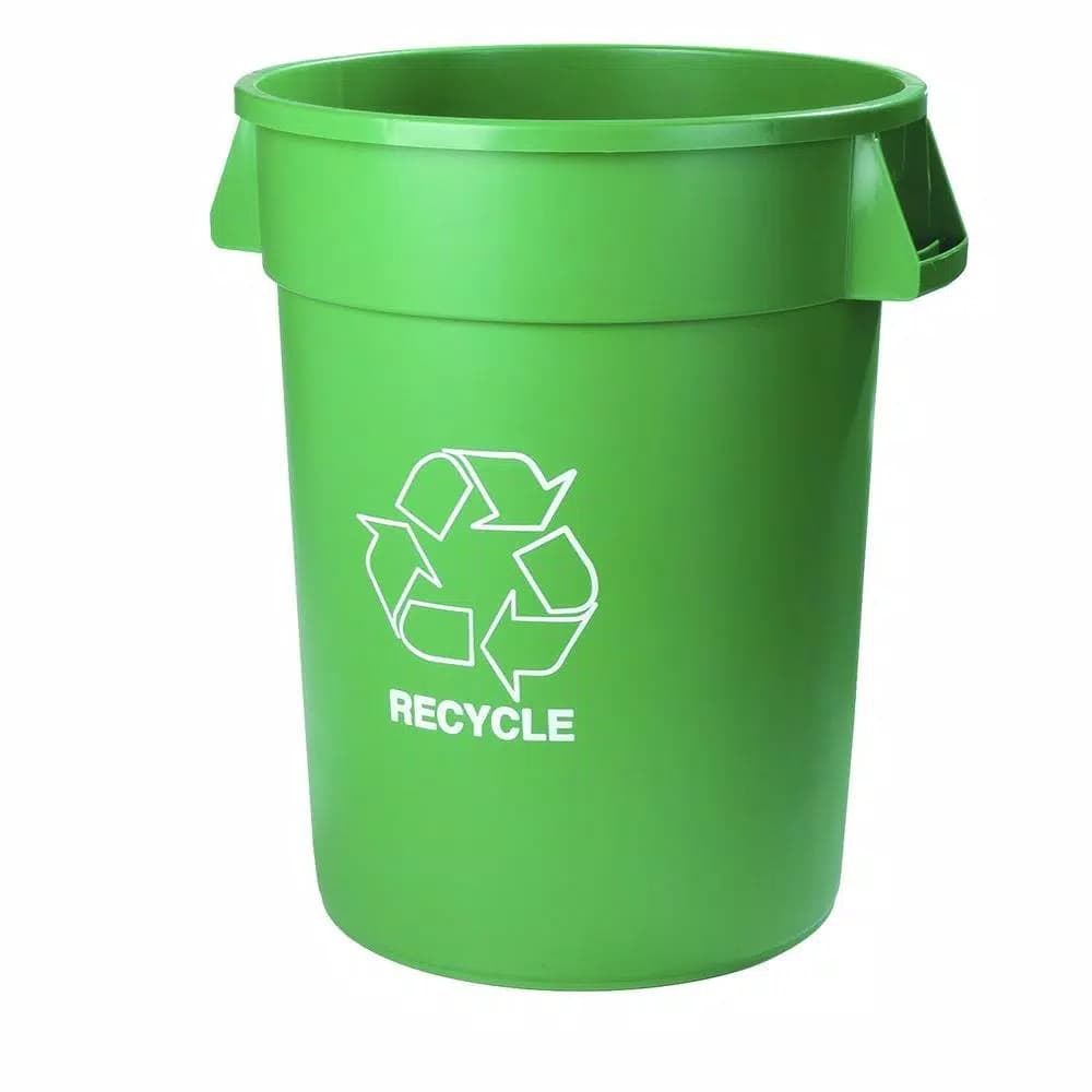 Carlisle Bronco 20 Gallon Green Imprinted Recycle Trash Can, 6-Pack