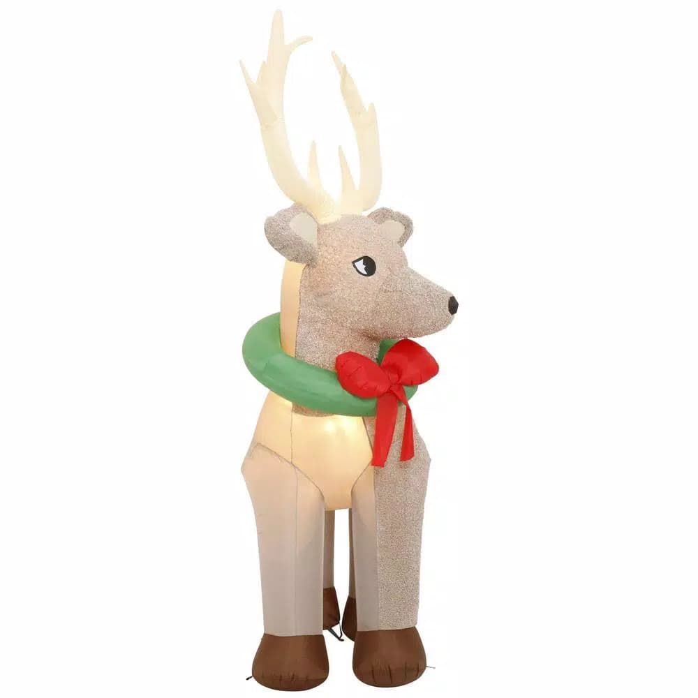 Home Accents Holiday 11 ft. Pre-Lit Giant Airblown Inflatable Fuzzy Reindeer with LED Lights