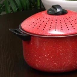 Gibson Home Casselman 4-Piece Steel Nonstick Pasta Pot Set, Red Speckle thumbnail 2