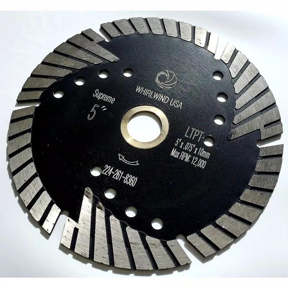 Whirlwind USA 5 in. Turbo Segmented Diamond Saw Blade for Granite, Marble, and Concrete